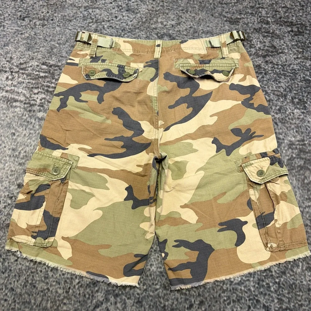 Vintage Y2K Gap Camo Cargo Shorts Mens 34 Green Brown Baggy Skater Grunge